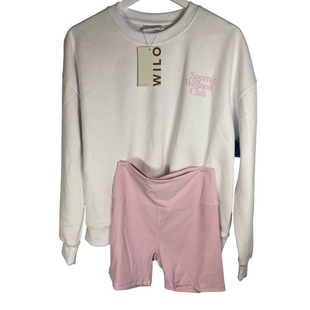 WILO The Label Sports & Wellness Club Sweatshirt and Ribbed Biker Short Set